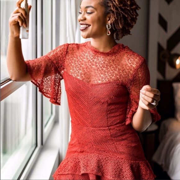 AMUR Mila Mini Lace Dress Spice - Picture 8 of 8